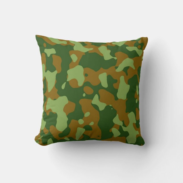 Brown Green Camo Decorative Pillow (Front)