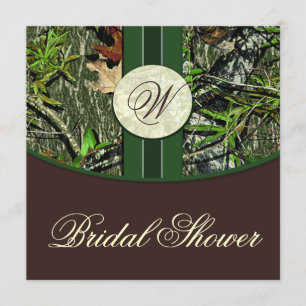 Brown Green Camo Wedding Bridal Shower Invitations