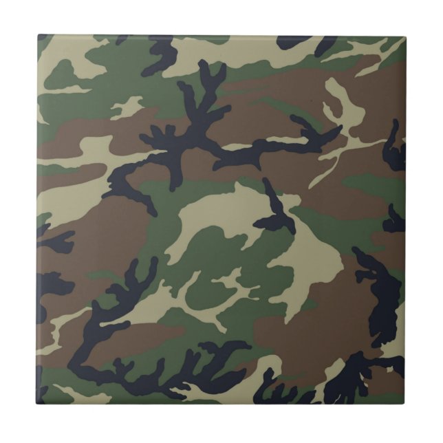 Brown green camouflage ceramic tile (Front)