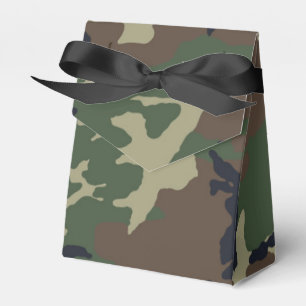 Brown green camouflage favour box