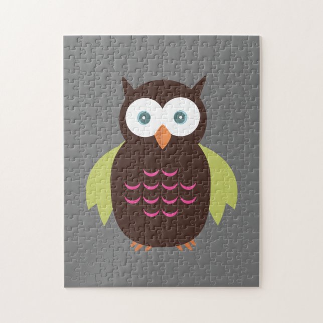 Brown & Green Owl Jigsaw Puzzle (Vertical)