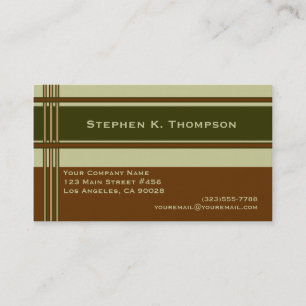 Brown Green Professional Stripes Block Business Card