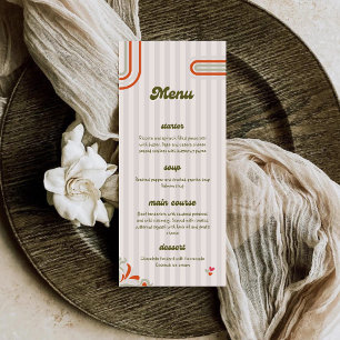 Brown & Green Retro Illustrated   Dinner Wedding Menu