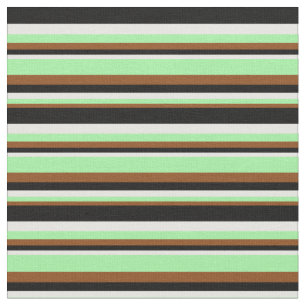 Brown, Green, White, and Black Pattern of Stripes Fabric