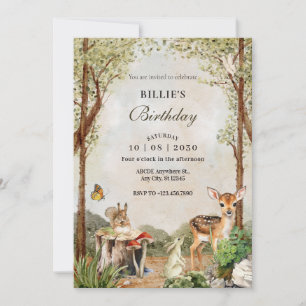 BROWN GREEN WOOD WILDLIFE NATURE Birthday Invitation