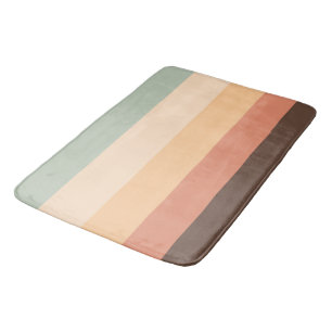 Brown, green, yellow and orange stripes bath mat