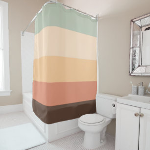 Brown, green, yellow and orange stripes shower curtain