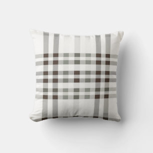 Brown, Grey, and White Plaid Pattern Cushion