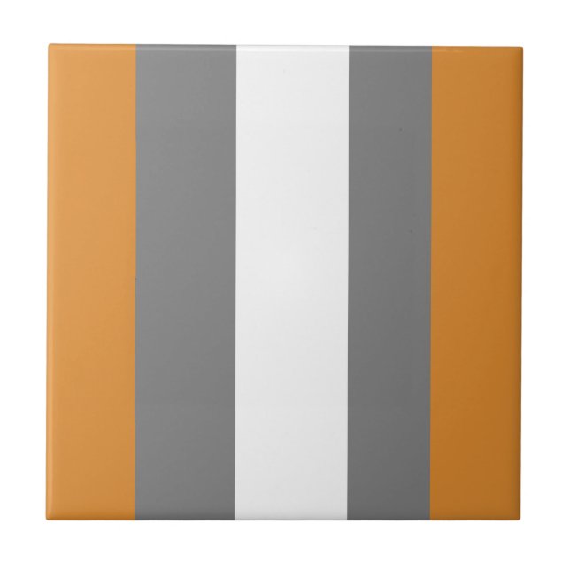 Brown, grey and white stripes ceramic tile (Front)
