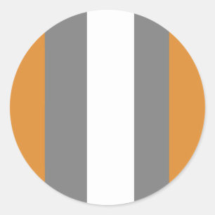 Brown, grey and white stripes classic round sticker