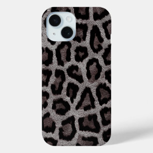 Brown Grey Black Leopard Animal iPhone 15 Case