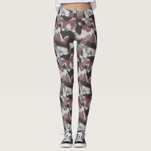 Brown Grey Camouflage Women's Leggings
