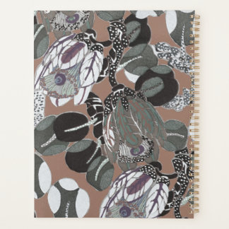 Brown grey floral pattern planner