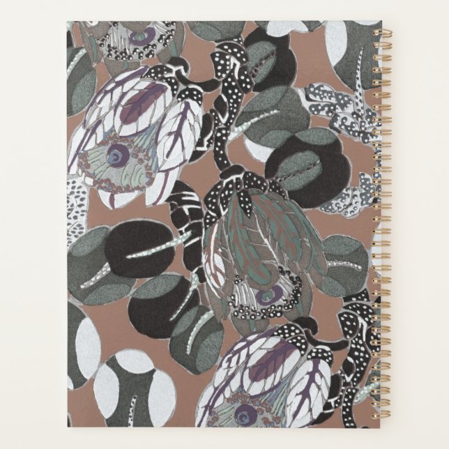 Brown grey floral pattern planner (Back)