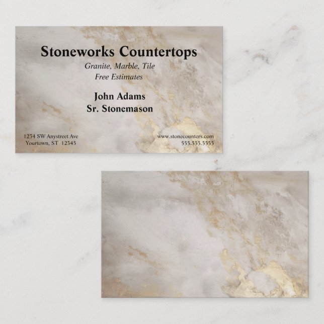 Brown Grey Gold Marble Countertops Business Card (Front/Back)