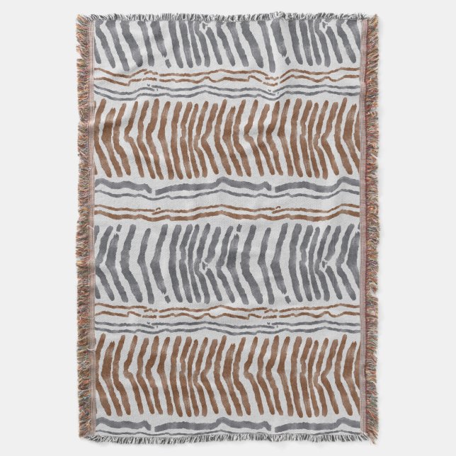 Brown Grey Modern Woven Blanket (Front Vertical)