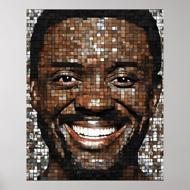 Brown Grey Mosaic Mans Face Wall Art (Front)
