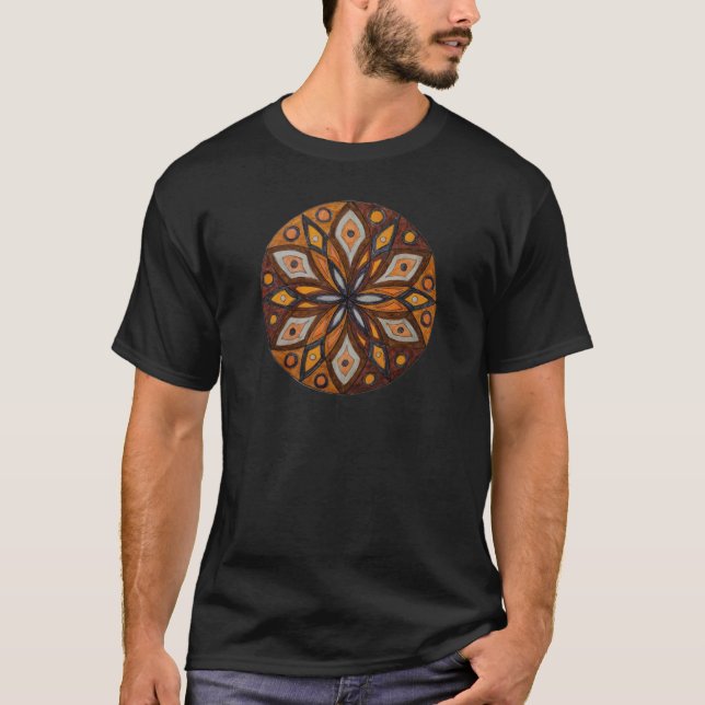Brown/Grey Starburst Mandala T-shirt (Front)