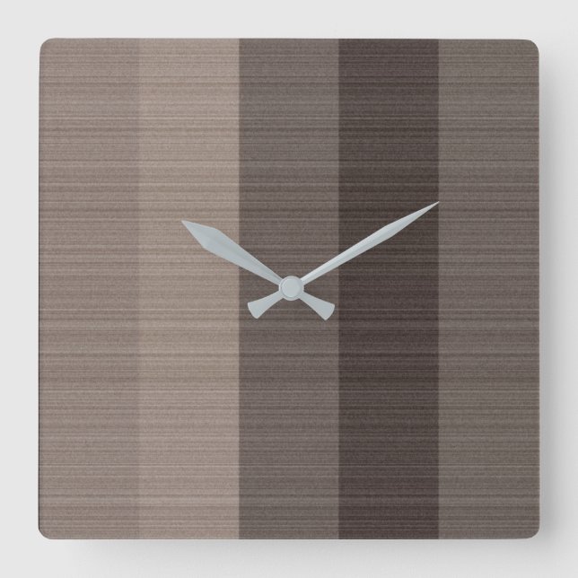 Brown Grey Stripes Square Wall Clock (Front)