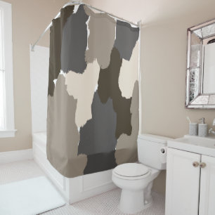 Brown, Grey, Taupe and Ivory Fingerpainting Shower Curtain