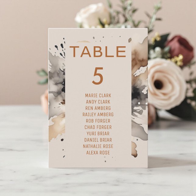 Brown Grey Watercolor Autumn Wedding Seating Chart Invitation (Creator Uploaded)