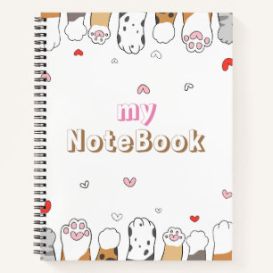 Brown Grey White  Cute Cats Paws 8.5" x 11" Notebook