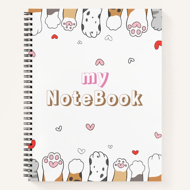 Brown Grey White  Cute Cats Paws 8.5" x 11" Notebook (Front)