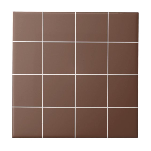 Brown Grid Checkered Modern Simple Elegant Ceramic Tile (Front)