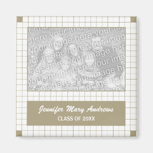 Brown Grid Photo Magnet