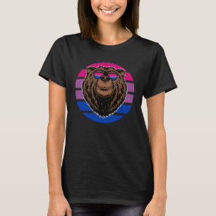 Brown Grizzly Bear Bisexual Pride Flag Nature Adve T-Shirt