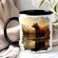 Brown Grizzly Bear Lake Reflection