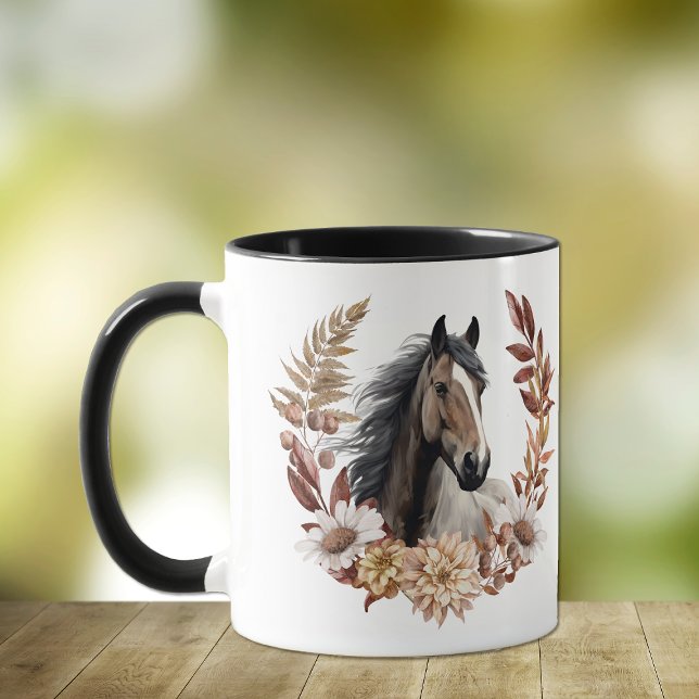 Brown Grulla Horse Autumn Wreath Mug (Creator Uploaded)