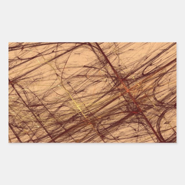Brown Grunge Abstract Fractal Rectangle Sticker (Front)
