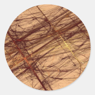 Brown Grunge Abstract Fractal Round Sticker