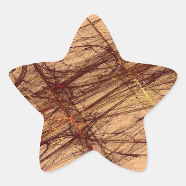 Brown Grunge Abstract Fractal Star Sticker (Front)