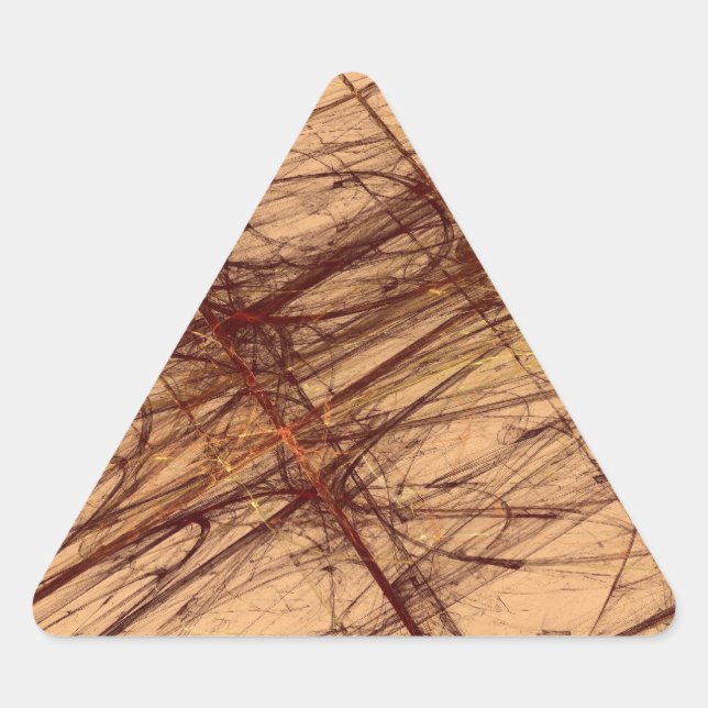 Brown Grunge Abstract Fractal Triangle Sticker (Front)