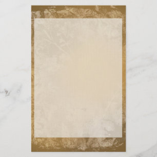 Brown Grunge Floral Stationery