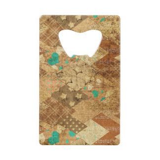 Brown Grunge Quilt Stars Hearts