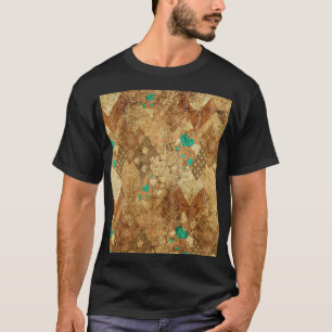 Brown Grunge Quilt Stars Hearts T-Shirt