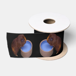 Brown Guinea Pig Standing Drinking, Satin Ribbon