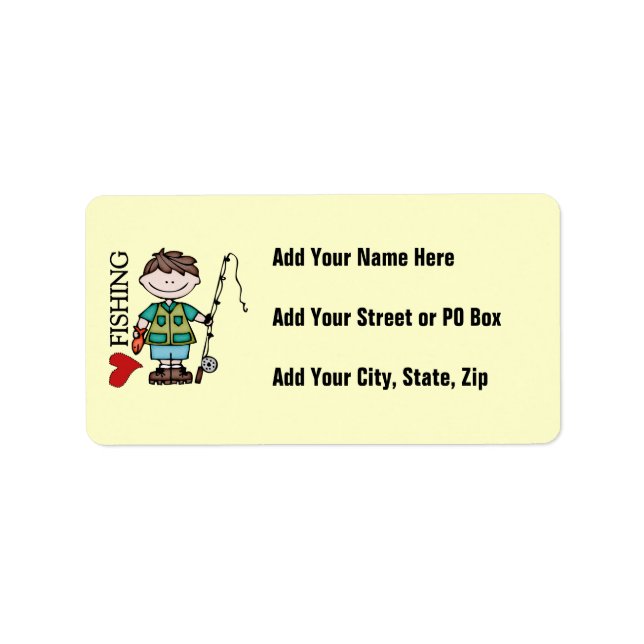 Brown Hair Boy I Love Fishing Label (Front)