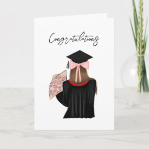 Brown Hair Coquette Girl Graduate Congratulations Card