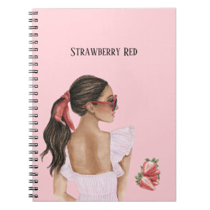 Brown Hair Female Strawberry Red Notebook