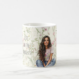 Brown Hair Girl Flowers Coffee Mug
