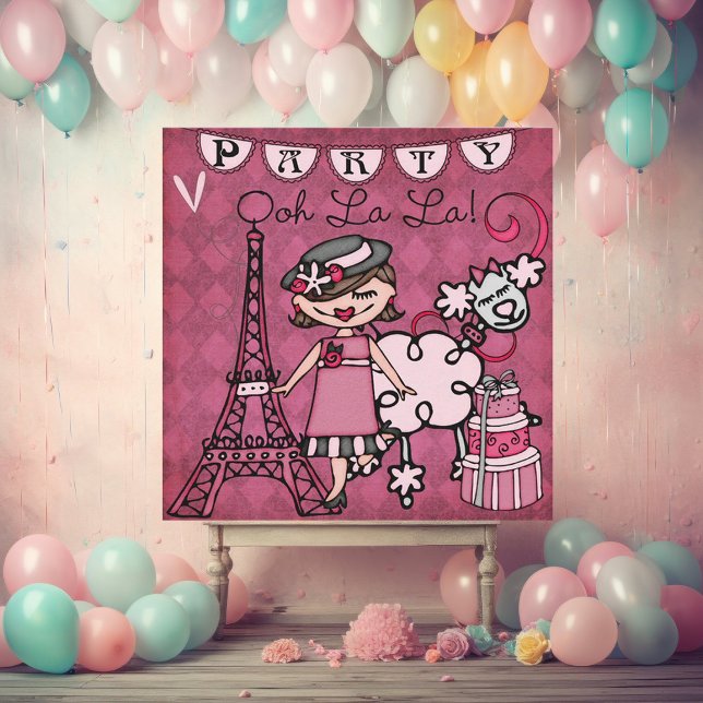 Brown Hair Girl Ooh La La Paris Birthday Invite (Creator Uploaded)