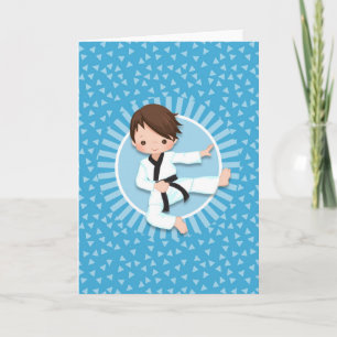 Brown Hair Karate Boy Judo Martial Arts Card