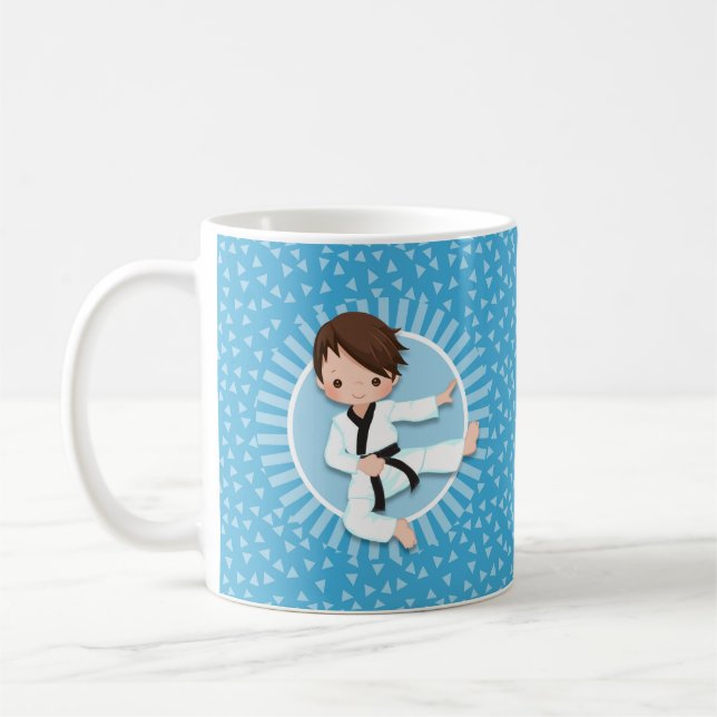 Brown Hair Karate Boy Judo Martial Arts Coffee Mug (Left)