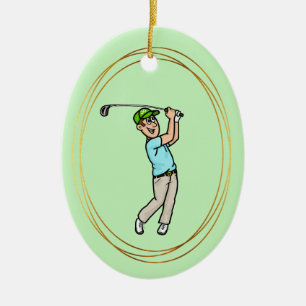 Brown Hair Male Golfer Ornament