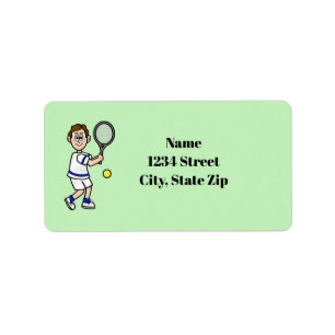 Brown Hair Male Tennis Player Address Labels 