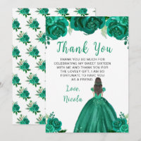 Brown Hair Princess Green Floral Sweet Sixteen